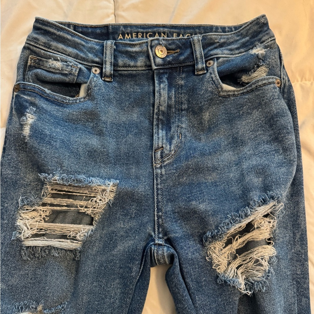 American Eagle Outfitters Ripped Blue Boyfriend Jeans